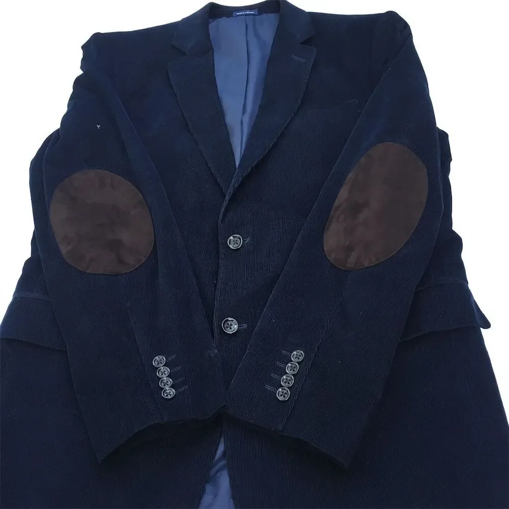 Stafford Men's Navy Corduroy Blazer Size 44‎ Classic Formal Jacket